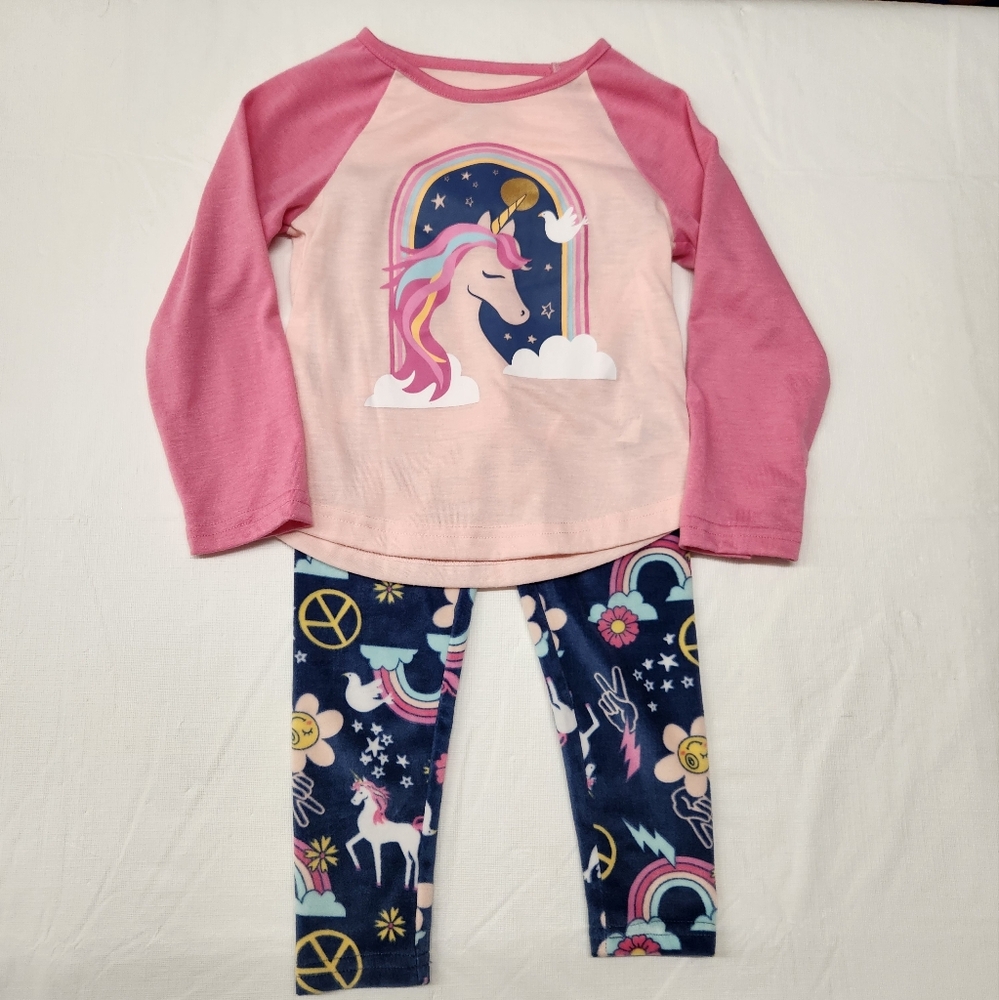 Saint eve girls unicorn pink and blue pajama set